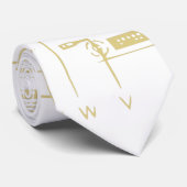 witte en goudtechnische moederbord | Circuit Board Stropdas (Opgerold)