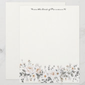 Witte en grijze bloemenrand briefhoofd (Voorkant / Achterkant)