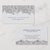 Witte en grijze bloemige Paisley kant Visitekaartje (Voorkant / Achterkant)