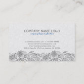 Witte en grijze bloemige Paisley kant Visitekaartje (Achterkant)