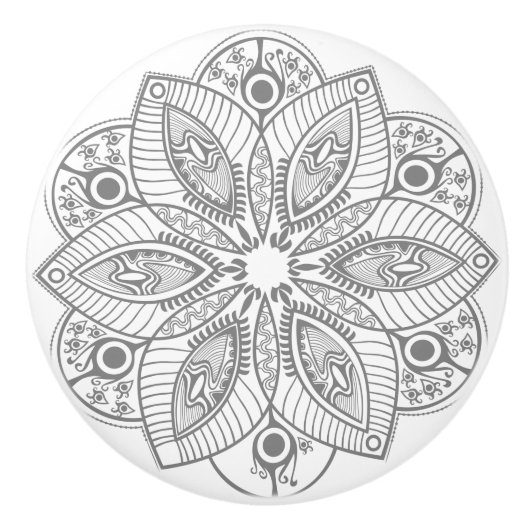 witte en grijze cirkelzijde keramische knop (Voorkant)