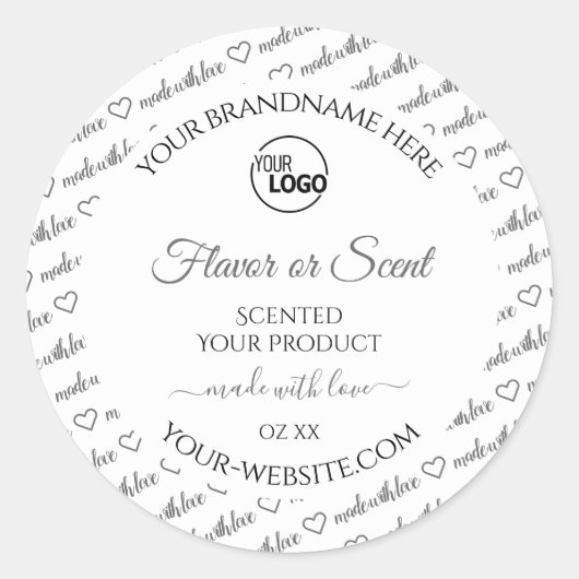 Witte en grijze etiketten van Word Cloud met Logo (Voorkant)