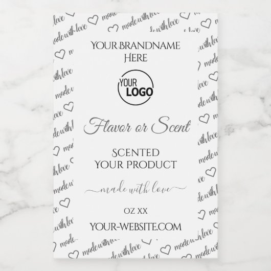 Witte en grijze etiketten van Word Cloud met Logo (Enkel label)