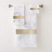 Witte en grijze faux-goudstrepen bad handdoek (Insitu)