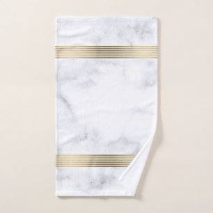 Witte en grijze faux-goudstrepen bad handdoek
