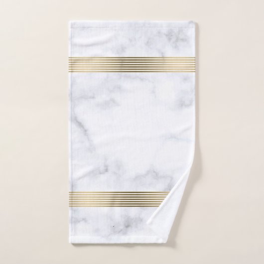 Witte en grijze faux-goudstrepen bad handdoek (Handdoek)