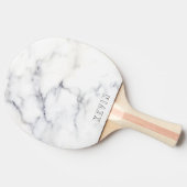 Witte en grijze faux marmer aangepaste monogram tafeltennisbatje (Zijkant)