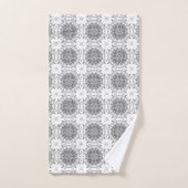 Witte en grijze folklore ornament damask bad handdoek (Handdoek)
