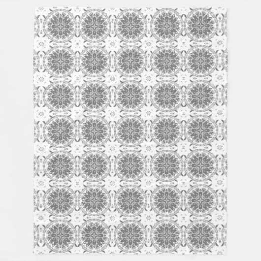 Witte en grijze folklore ornament damask fleece deken (Voorkant)