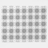 Witte en grijze folklore ornament damask fleece deken (Voorkant (Horizontaal))