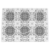 Witte en grijze folklore ornament damask groot cadeauzakje (Voorkant)