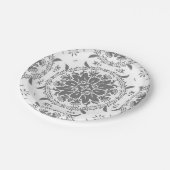 Witte en grijze folklore ornament damask papieren bordje (Gekanteld)