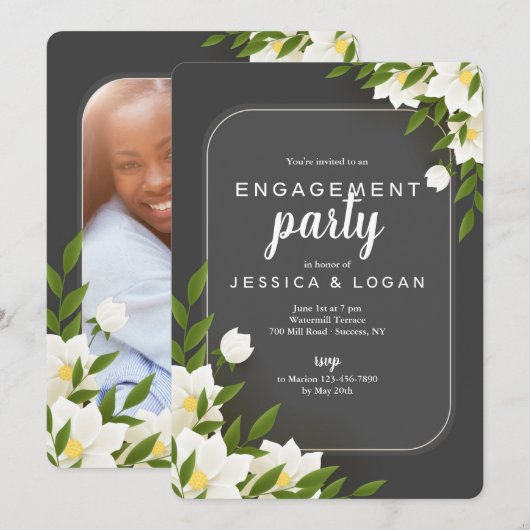 Witte en grijze foto uitnodiging (Voorkant / Achterkant)