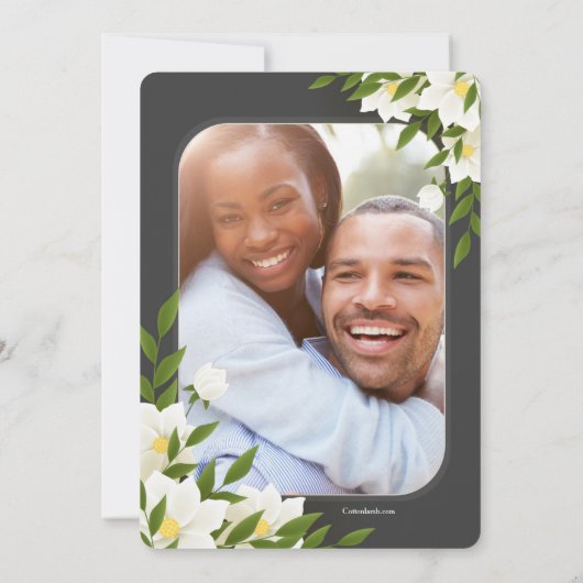 Witte en grijze foto uitnodiging (Achterkant)