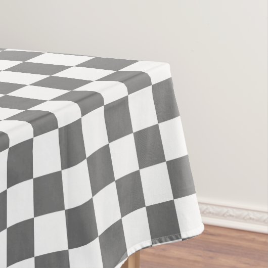 Witte en grijze geruite check katoen dineren tafelkleed (Voorbeeld)