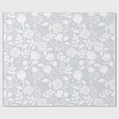 Witte en grijze gestileerde rozen en bloesems cadeaupapier (Vlak)