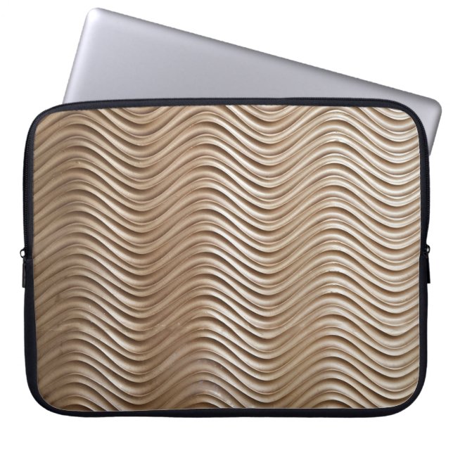 Witte en grijze gestreept textiel laptop sleeve (Voorkant)
