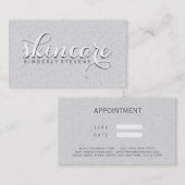 Witte en grijze glitter visitekaartje (Voorkant / Achterkant)
