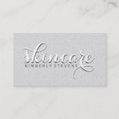 Witte en grijze glitter visitekaartje (Voorkant)