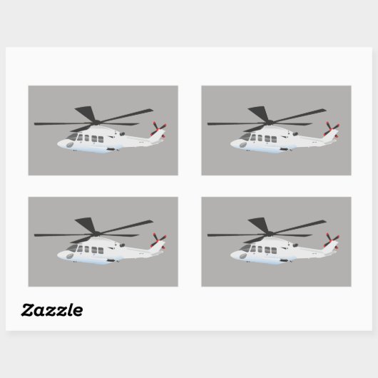 Witte en Grijze helikopterhelikopter Sticker (Vel)