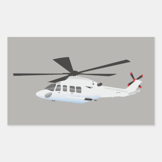 Witte en Grijze helikopterhelikopter Sticker (Voorkant)