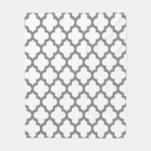Witte en grijze Ikat Quatrefoil omkeerbaar patroon Fleece Deken (Voorkant)