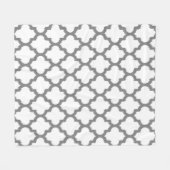 Witte en grijze Ikat Quatrefoil omkeerbaar patroon Fleece Deken (Voorkant (Horizontaal))