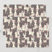 Witte en grijze kattenpatroon aankondiging (Voorkant / Achterkant)