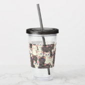 Witte en grijze kattenpatroon acryl drinkbeker (Links)