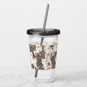 Witte en grijze kattenpatroon acryl drinkbeker (Achterkant)