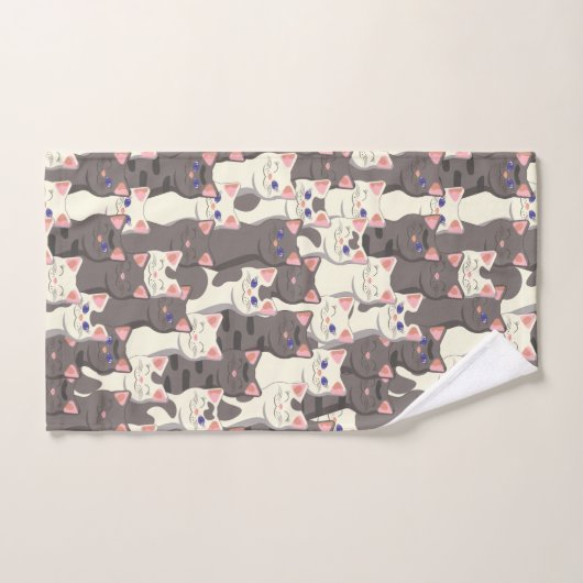 Witte en grijze kattenpatroon bad handdoek (Handdoek)