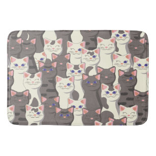 Witte en grijze kattenpatroon badmat