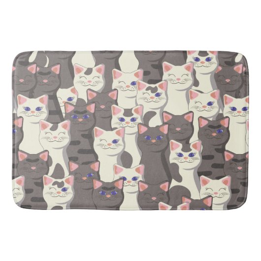 Witte en grijze kattenpatroon badmat (Voorkant)