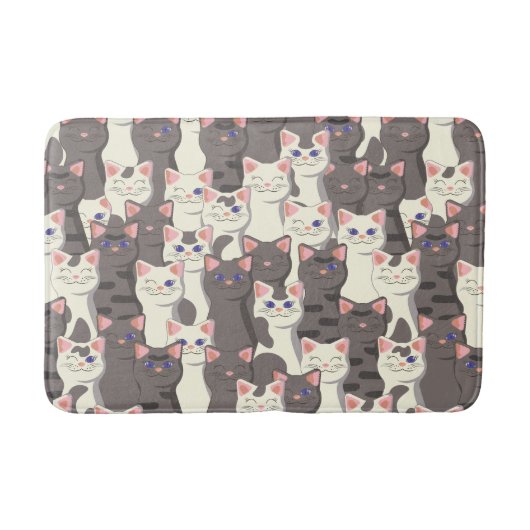 Witte en grijze kattenpatroon badmat (Voorkant)