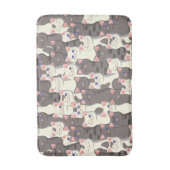 Witte en grijze kattenpatroon badmat (Voorkant Verticaal)