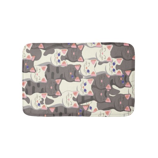 Witte en grijze kattenpatroon badmat (Voorkant)
