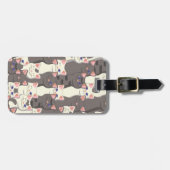 Witte en grijze kattenpatroon bagagelabel (Voorkant horizontaal)