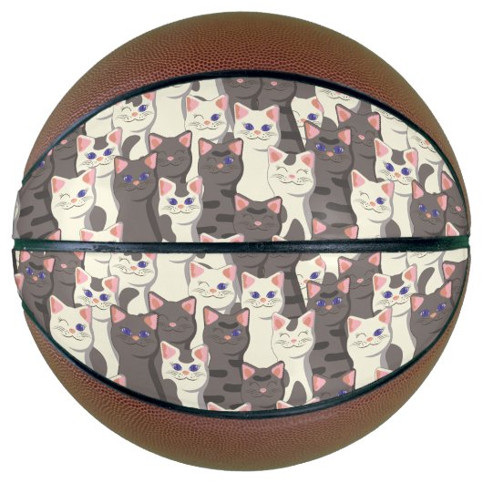 Witte en grijze kattenpatroon basketbal (Voorkant)