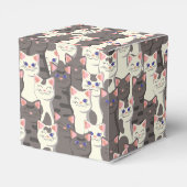 Witte en grijze kattenpatroon bedankdoosjes (Achterkant)