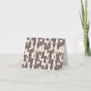 Witte en grijze kattenpatroon bedankkaart