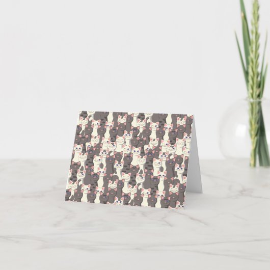 Witte en grijze kattenpatroon bedankkaart (Voorkant)