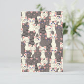 Witte en grijze kattenpatroon bedankkaart (Staand voorkant)