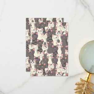 Witte en grijze kattenpatroon bedankkaart