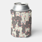 Witte en grijze kattenpatroon blikjeskoeler (Blikje Achterkant)