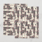 Witte en grijze kattenpatroon briefkaart (Voorkant / Achterkant)