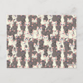 Witte en grijze kattenpatroon briefkaart (Achterkant)