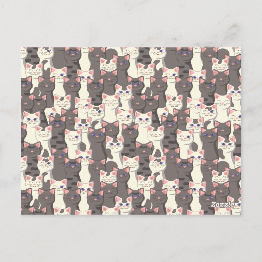 Witte en grijze kattenpatroon briefkaart (Achterkant)