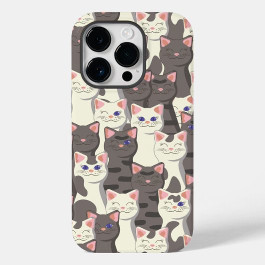 Witte en grijze kattenpatroon Case-Mate iPhone case (Achterkant)