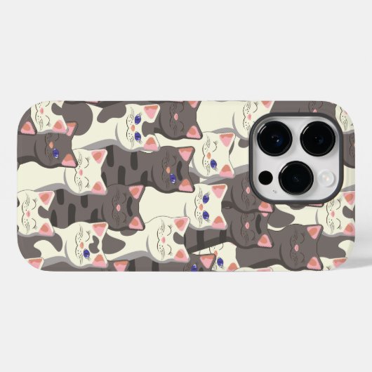 Witte en grijze kattenpatroon Case-Mate iPhone case (Achterkant (horizontaal))