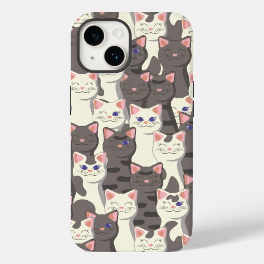 Witte en grijze kattenpatroon Case-Mate iPhone case (Achterkant)